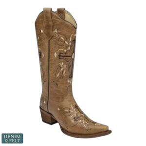 Corral Circle G L5061 Brown Cross Embroidered Western Cowgirl Boots 7.5 M